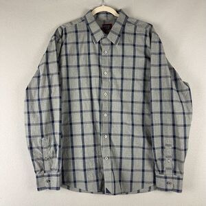 Untuckit Shirt Mens XXL Blue Gray Plaid Windowpane Long Sleeve Button Up Cotton